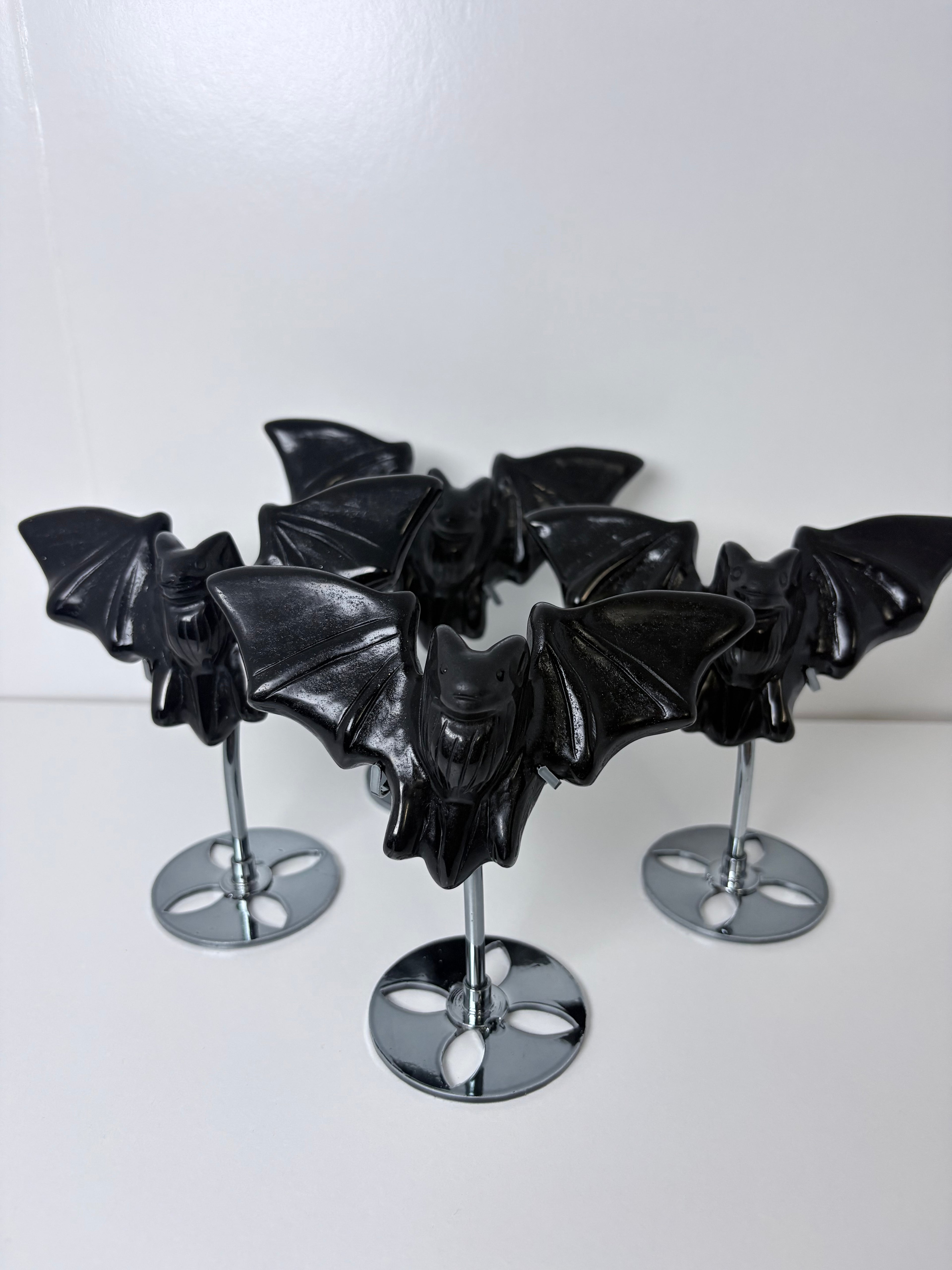 Black Obsidian Bats on Stand