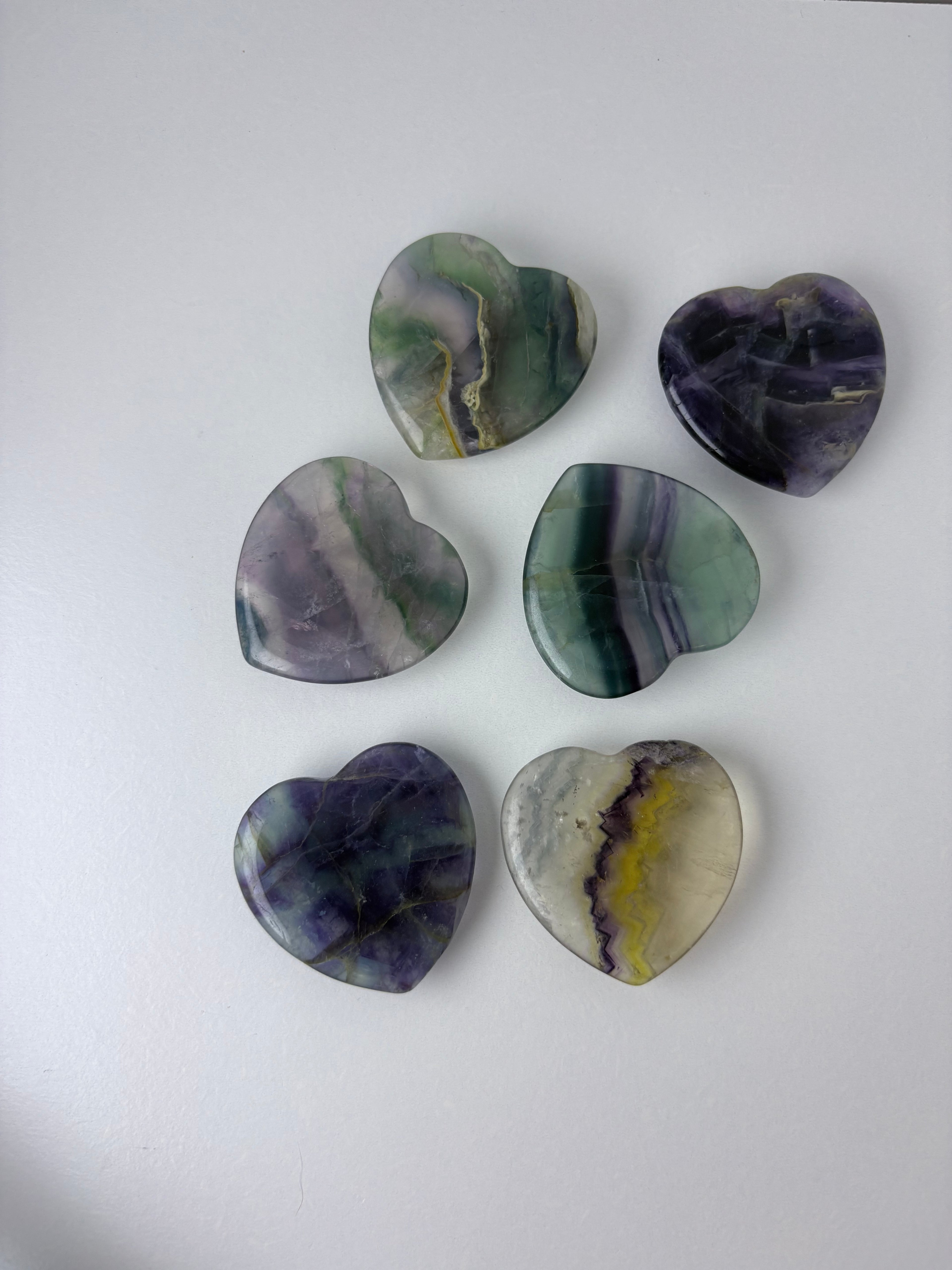 Rainbow Fluorite Heart Worry Stone