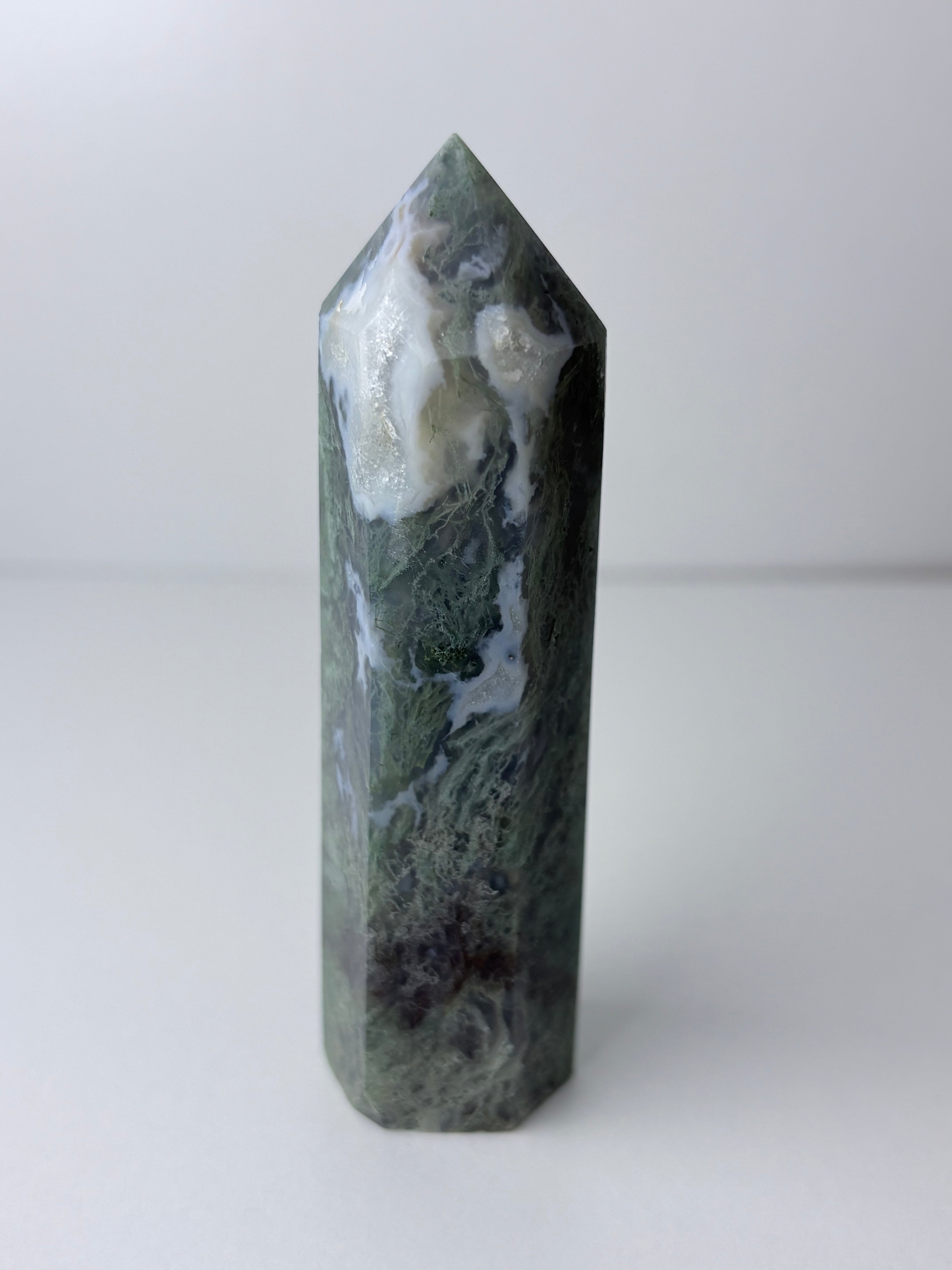 Moss Agate Obelisk Towers